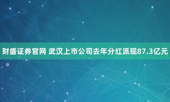财盛证券官网 武汉上市公司去年分红派现87.3亿元